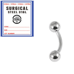 view all Sterile Steel Curved Bar 1.6mm with 4-4 balls body jewellery