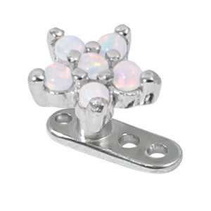Titanium Dermal Anchor with Claw Set 5 point Steel Opal Flower Top