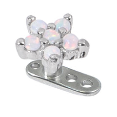 view all Titanium Dermal Anchor with Claw Set 5 point Steel Opal Flower Top body jewellery