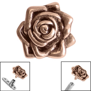 Rose Gold Steel Rose Flower for Internal Thread shafts in 1.6mm. Also fits Dermal Anchor