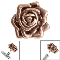 view all Rose Gold Steel Rose Flower for Internal Thread shafts in 1.6mm. Also fits Dermal Anchor body jewellery