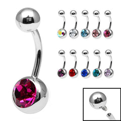 Titanium Internal Thread Jewelled Belly Bar - 10mm