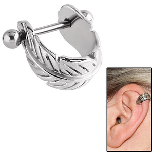 Surgical Steel Ear Shield - Feather Curl