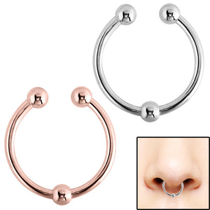 Surgical Steel Clip On Fake Piercing Septum Ring - Ball (Nose, Ear, Lip)