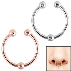 view all Surgical Steel Clip On Fake Piercing Septum Ring - Ball (Nose, Ear, Lip) body jewellery