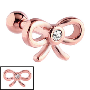Rose Gold Steel Jewelled Bow Micro Bar