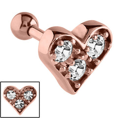 Rose Gold Steel Multi-Jewelled Heart Micro Bar