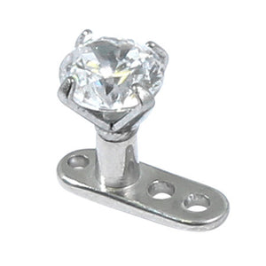Titanium Dermal Anchor with Steel Claw Set Crystal Jewel
