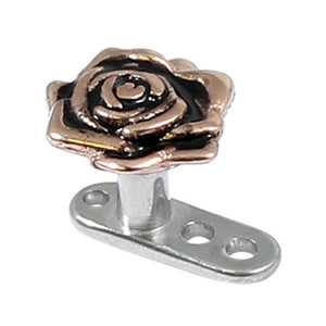 Titanium Dermal Anchor with Rose Gold Rose Flower
