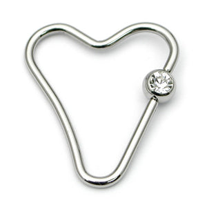 Steel Jewelled Heart Ring