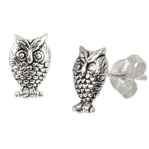 Sterling Silver Owl Stud Earrings ES12