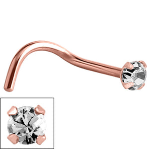 Rose Gold Steel Claw Set Jewelled Nose Stud