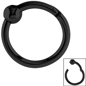Black Steel Hinged Segment Ring with a Ball (Clicker)