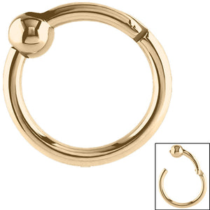 Zircon Steel Hinged Segment Ring with a Ball (Gold coloured PVD) (Clicker)