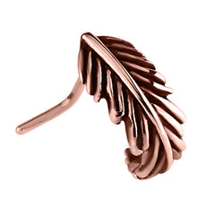 Rose Gold Steel Nose Stud Feather Curl