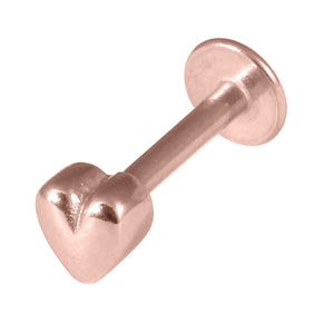 Rose Gold Steel Labret with Rose Gold Steel Heart 1.2mm