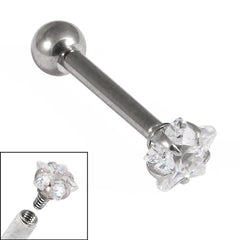 Titanium Internally Threaded Micro Barbells 1.2mm - Steel Claw Set Jewelled Star