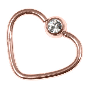 Rose Gold Steel Jewelled Continuous Heart Twist Ring