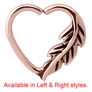 Rose Gold Steel Feather Continuous Heart Twist Ring