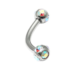 Steel Multi-Gem Jewelled Micro Curved Barbell 1.2mm