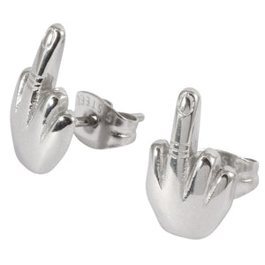 Steel Ear Stud Earrings with the Finger