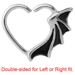 Steel Bat Wing Continuous Heart Twist Ring