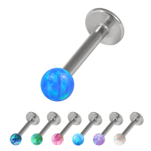 Steel Labret with Synthetic Opal Ball 1.2mm