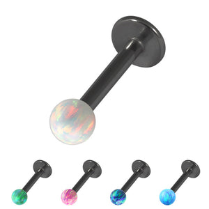 Black Steel Labret with Synthetic Opal Ball 1.2mm