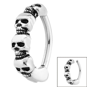 Steel Huggie Belly Clicker Ring - Skull