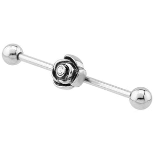 Steel Jewelled Rose Industrial Scaffold Barbell IND34