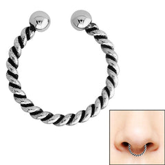 view all Surgical Steel Clip On Fake Piercing Septum Ring - Rope Twist body jewellery