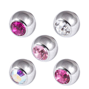 Multipack - Surgical Steel Threaded Jewelled Balls Set