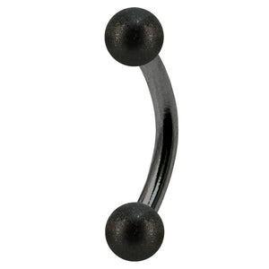 Black Steel Micro Curved Bar with Black Steel Shimmer Balls 1.2mm