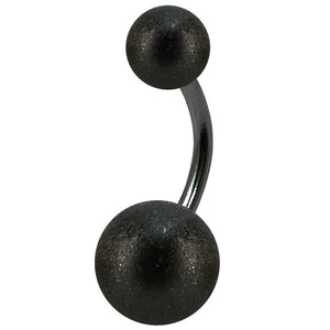 Black Steel Shimmer Ball Belly Bar 1.6mm with 8-5mm Balls