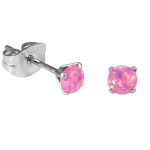 Steel Stud Earrings with Claw Set Synthetic Opal Stone