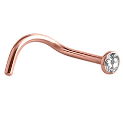 Rose Gold Titanium Jewelled Nose Stud (Rose Gold colour PVD)