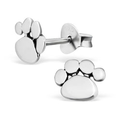 Sterling Silver Cute Paw Print Ear Stud Earrings ES103