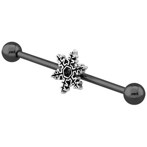 Black Steel Industrial Scaffold Barbell with Snowflake