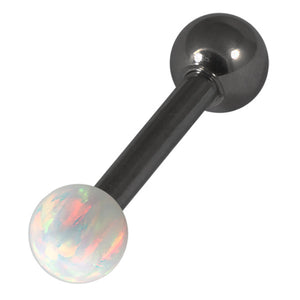Black Steel Barbell with Synthetic Opal Ball Single Ended 1.6mm