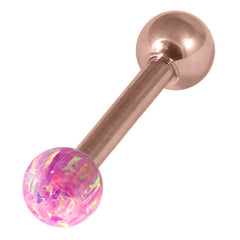 Rose Gold Steel Barbell with Synthetic Opal Ball Single Ended 1.6mm
