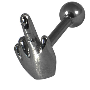 Black Steel Barbell with Black Steel Middle Finger 1.6mm