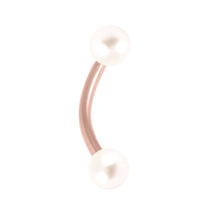 Rose Gold Steel Micro Curved Bar with Acrylic Pearl Balls 1.2mm