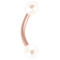Rose Gold Steel Curved Bar with Acrylic Pearl Balls 1.6mm