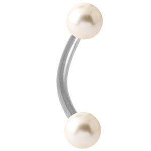 Steel Curved Bar with Acrylic Pearl Balls 1.6mm