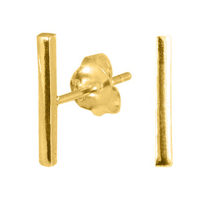 Gold Plated Sterling Silver Bar Stud Earrings