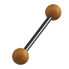 view all Black Steel Barbell with Teak Wood Balls body jewellery
