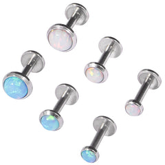 Steel Triple Piercing - Internally Threaded Opal Disk Labrets 1.2mm