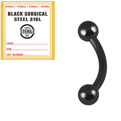 Sterile Black Steel Micro Curved Barbell 1.2mm