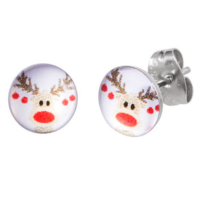 Steel Ear Stud Logo Earrings - Christmas Xmas