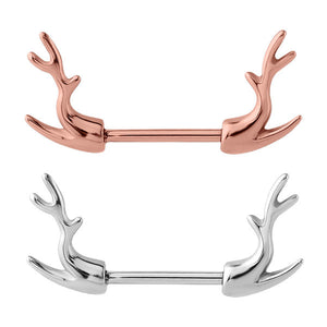 Steel Reindeer Antlers Nipple Bar